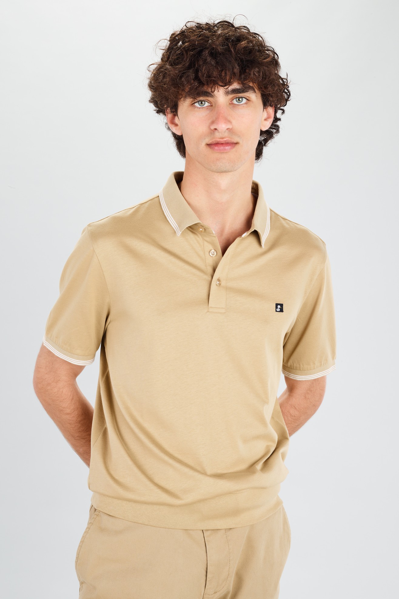 Polo jersey manga curta 