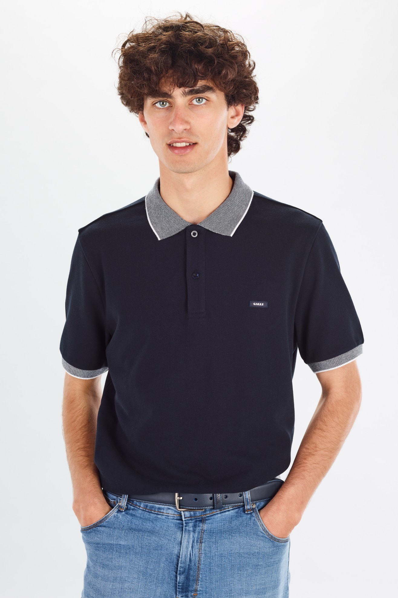 Polo piqu manga curta