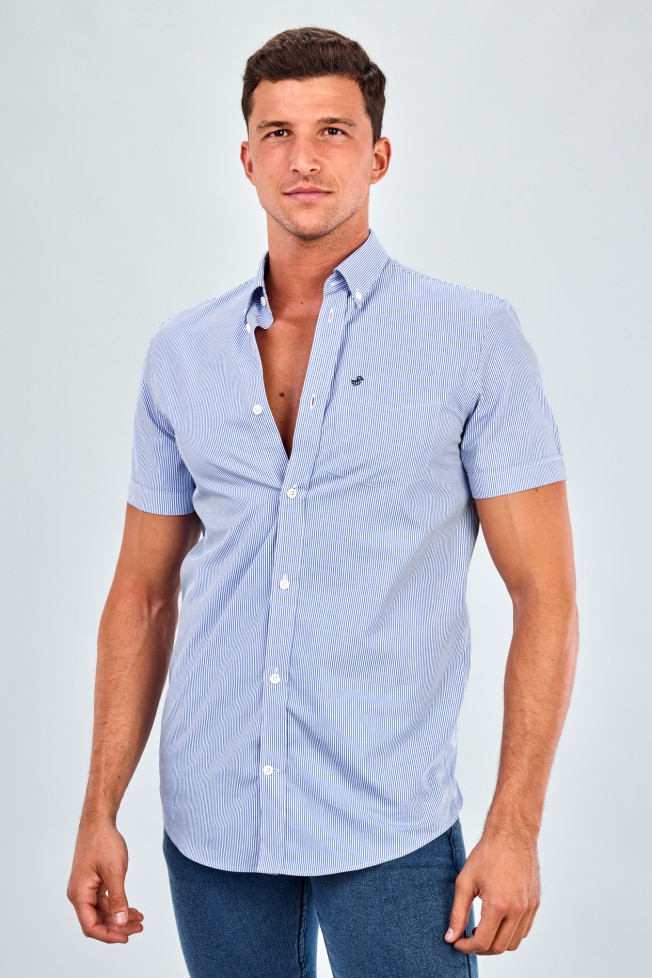 Camisa s riscas manga curta