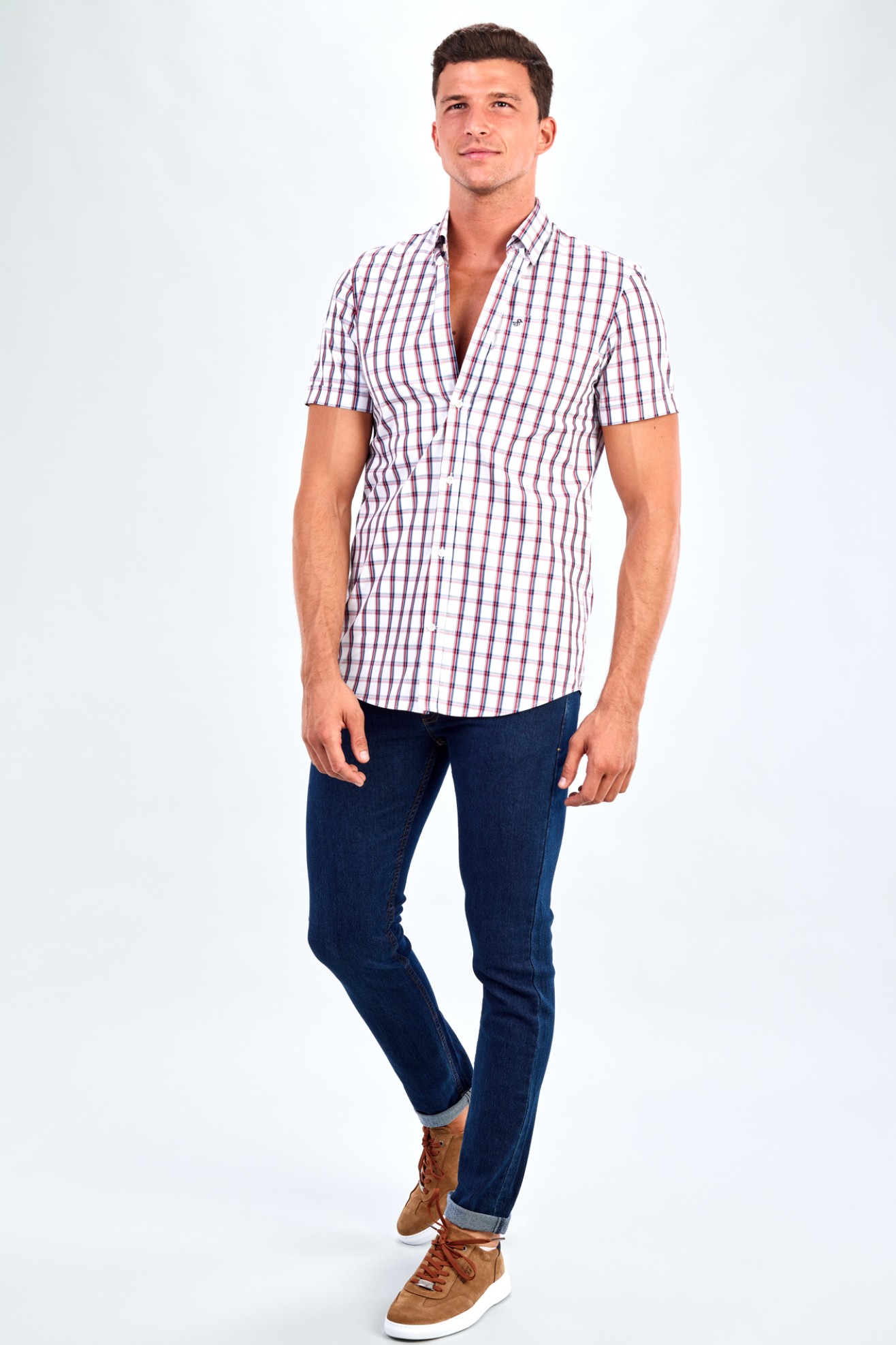 Camisa xadrez manga curta