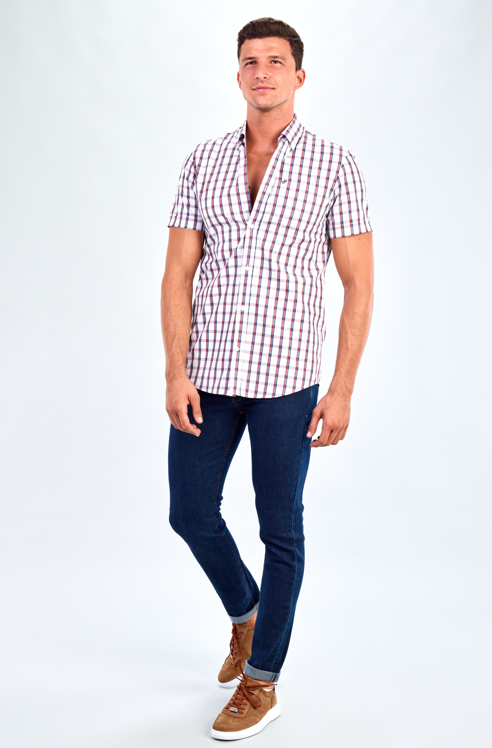 Camisa de cuadros de manga corta