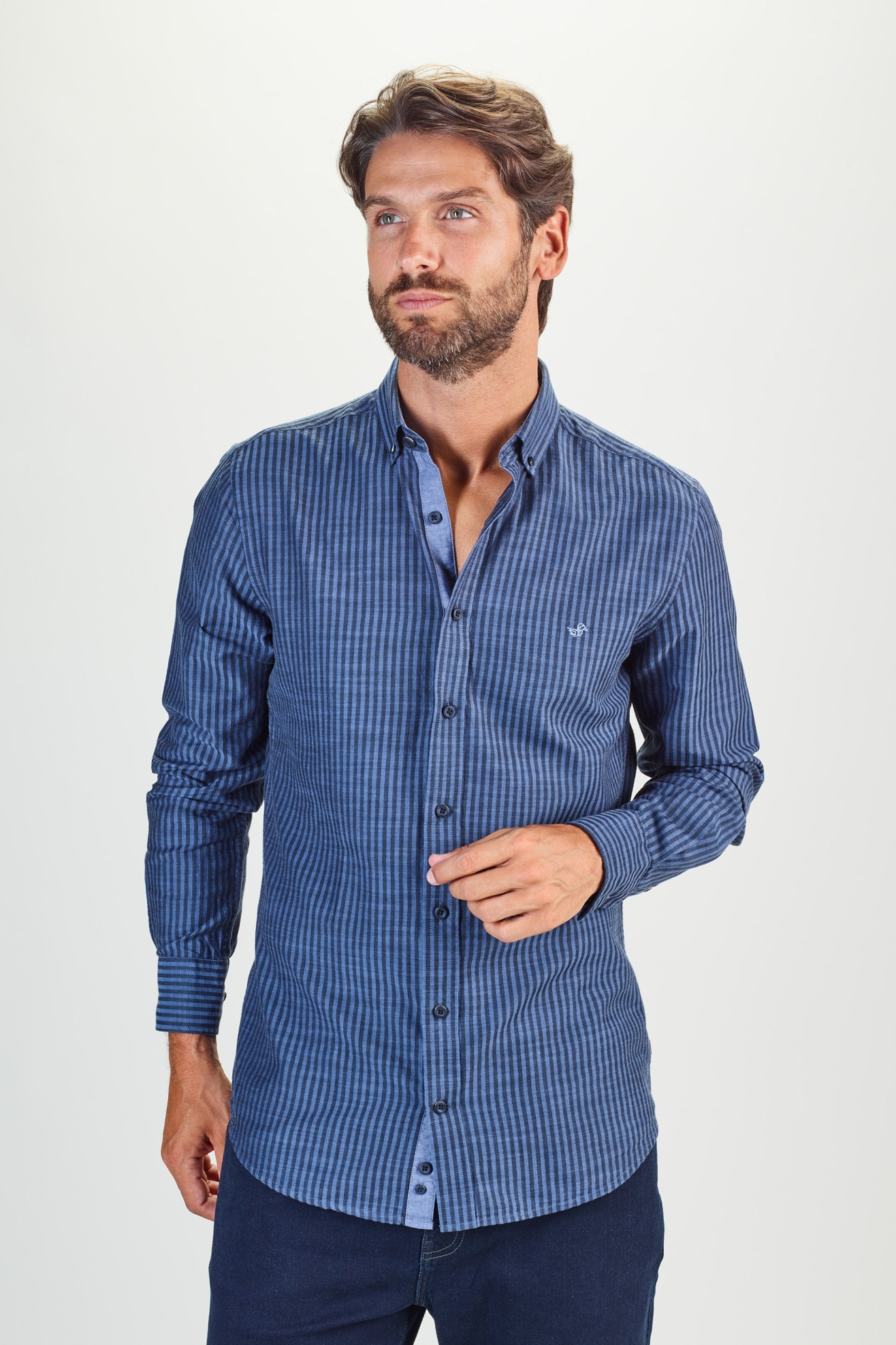 Camisa s riscas slim fit