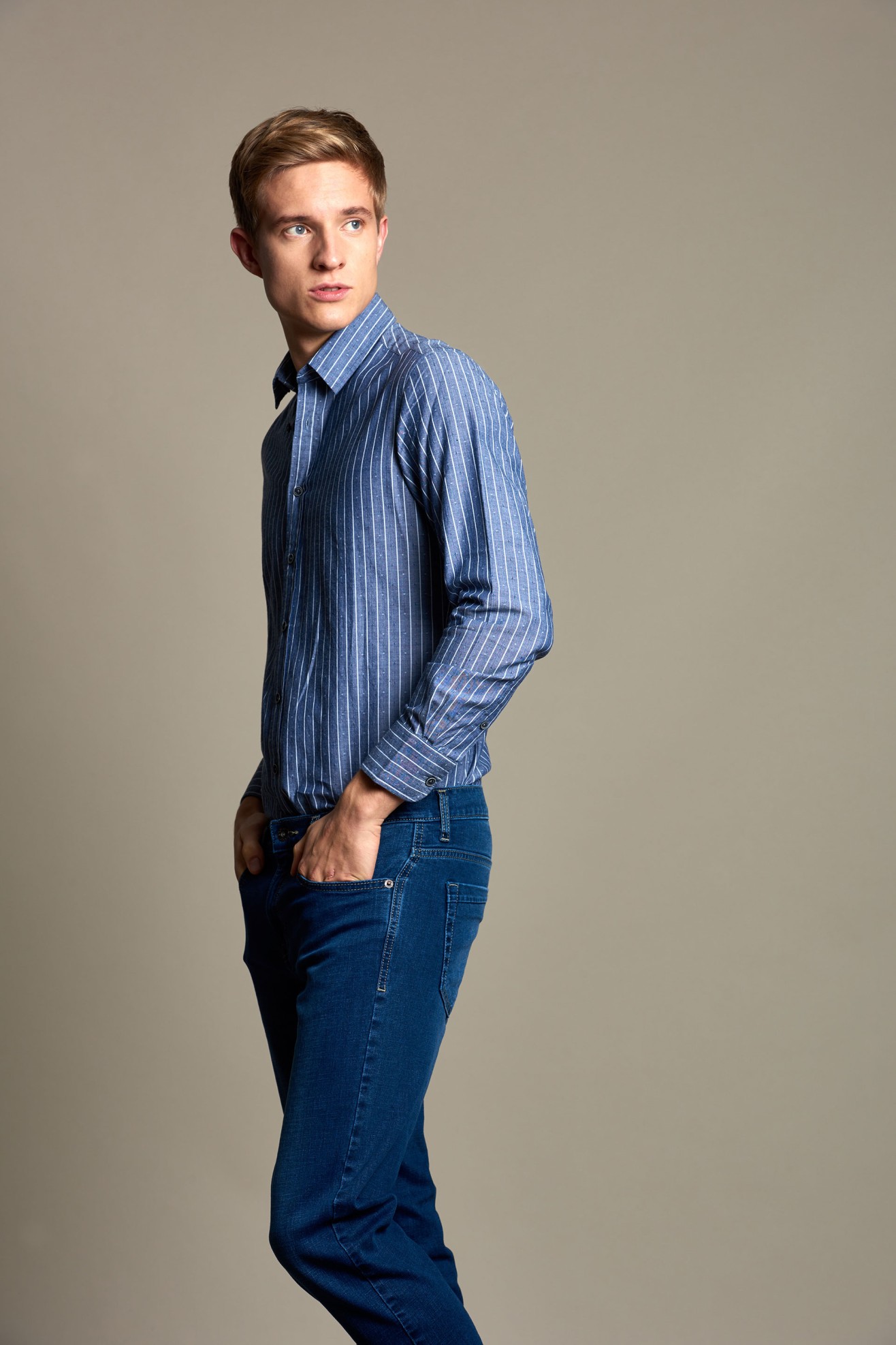 Camisa riscas slim fit