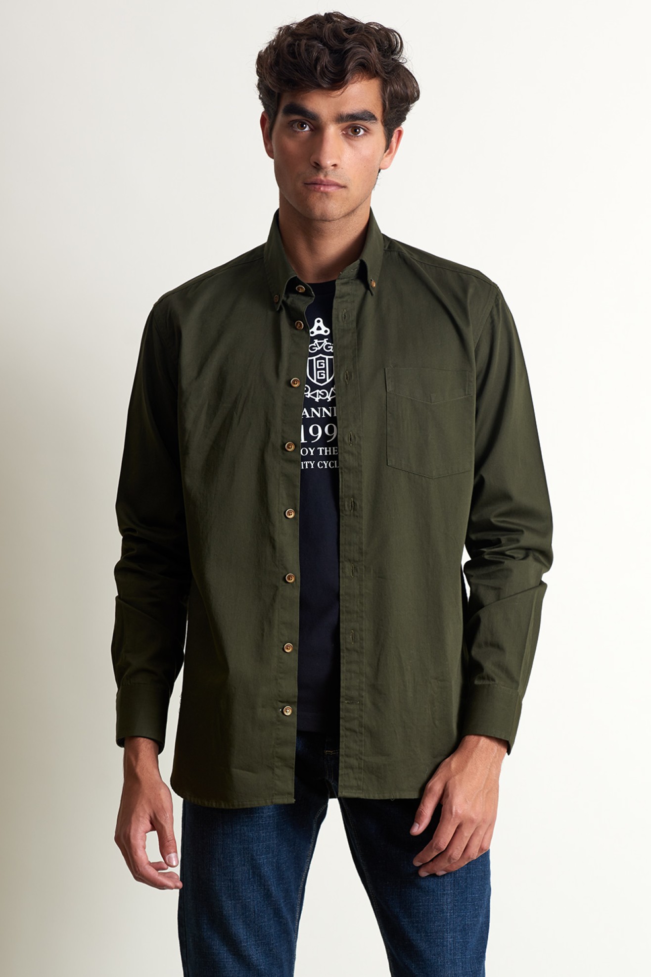 Camisa slim fit de algodón