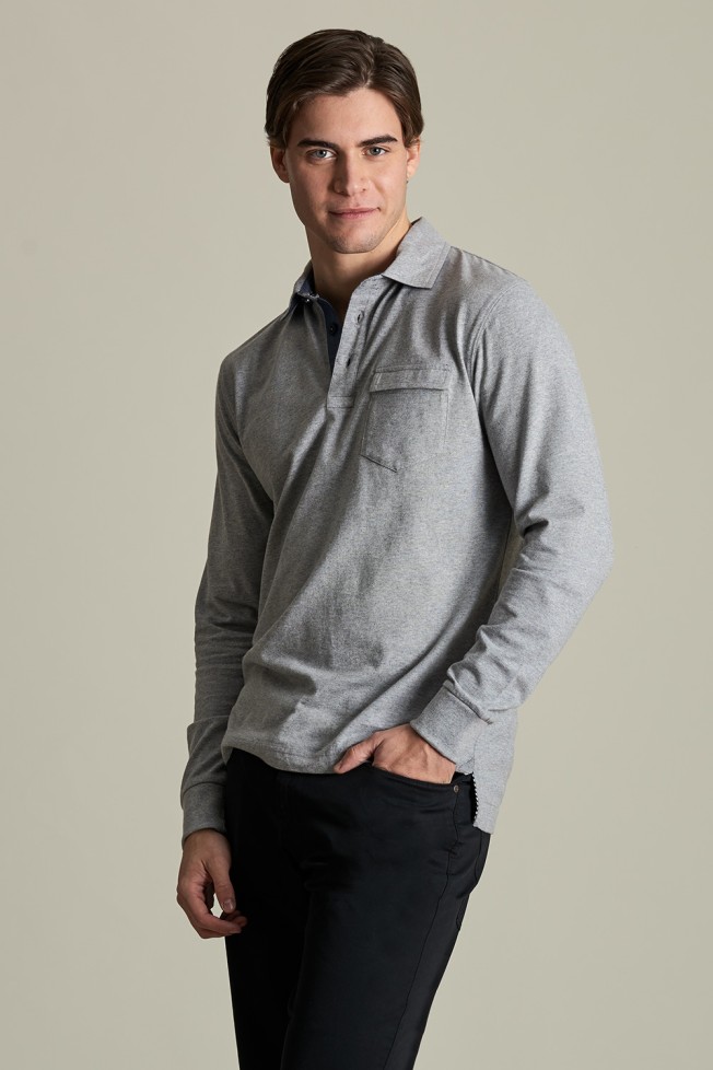 Polo manga comprida de algodo