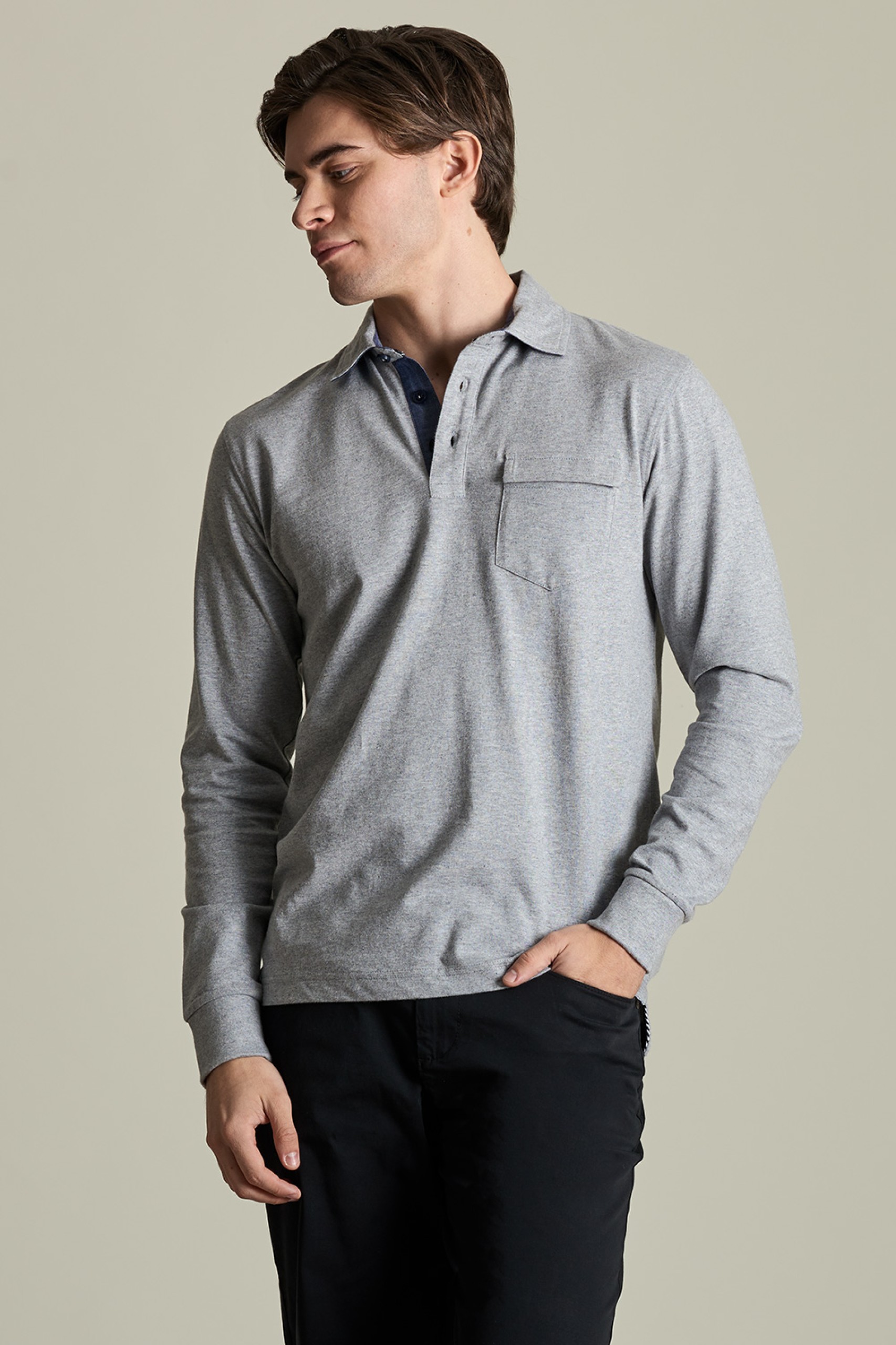 Polo de algodón de manga larga