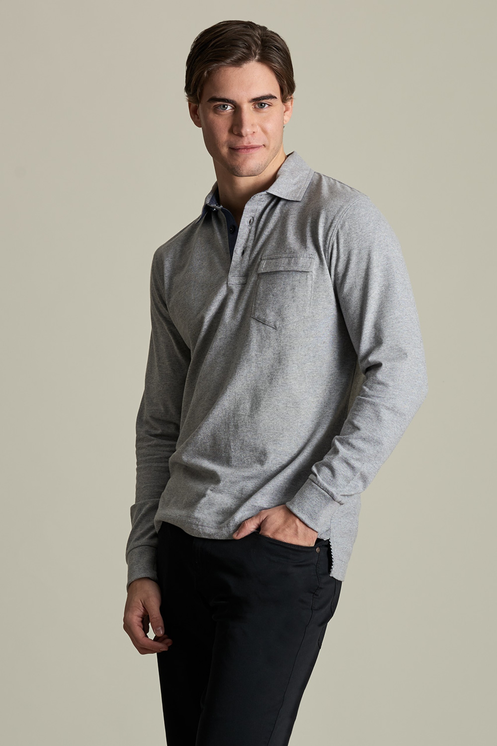 Polo de algodón de manga larga