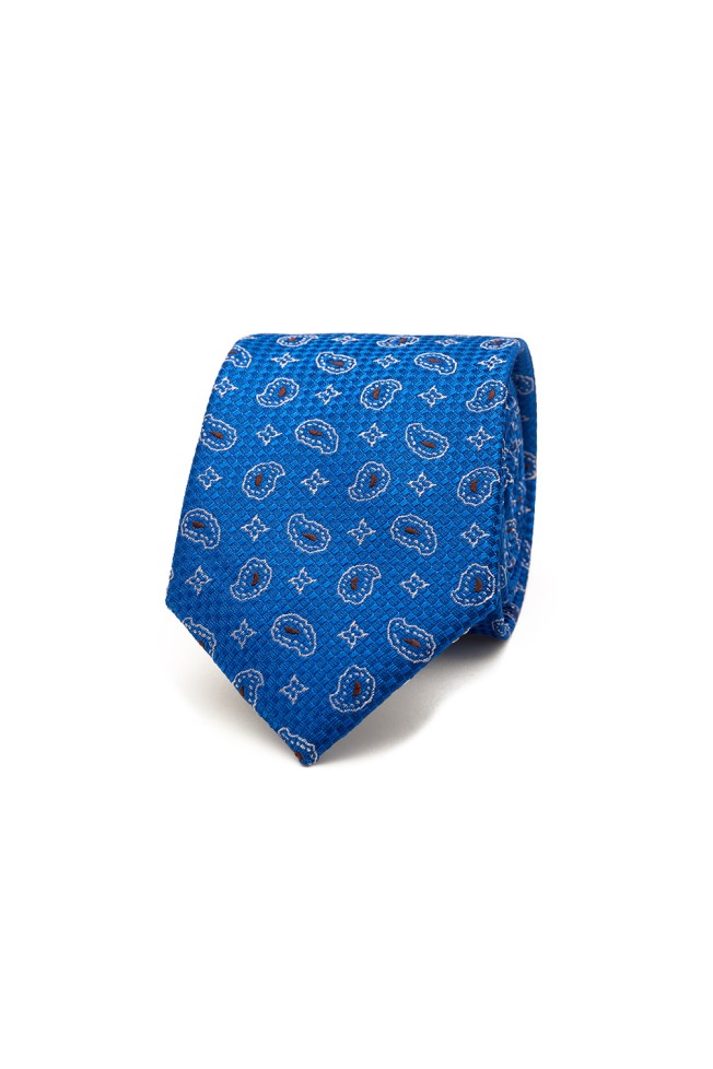 Corbata de seda con estampado de cornucopias