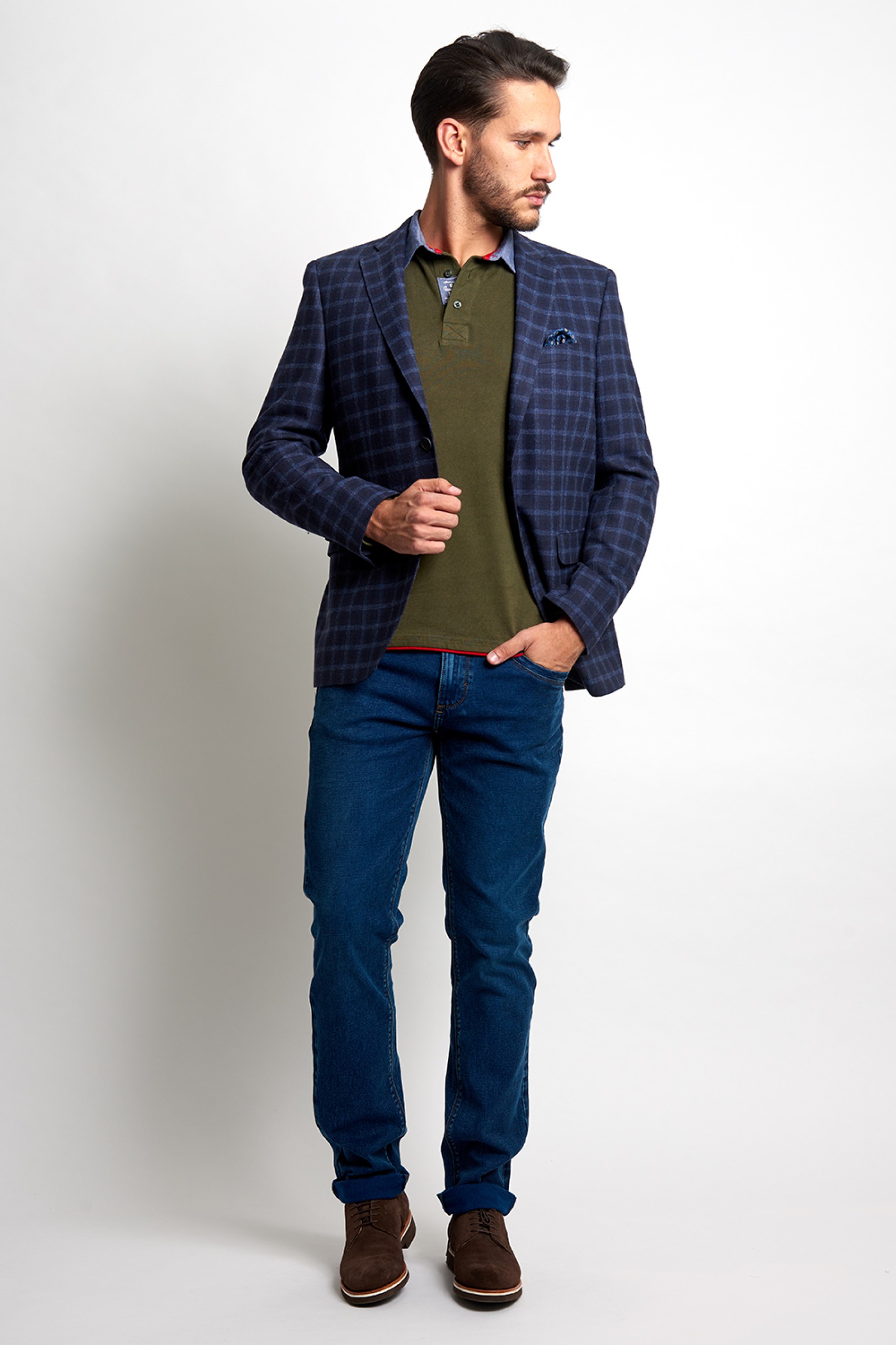 Blazer slim fit a cuadros mediano