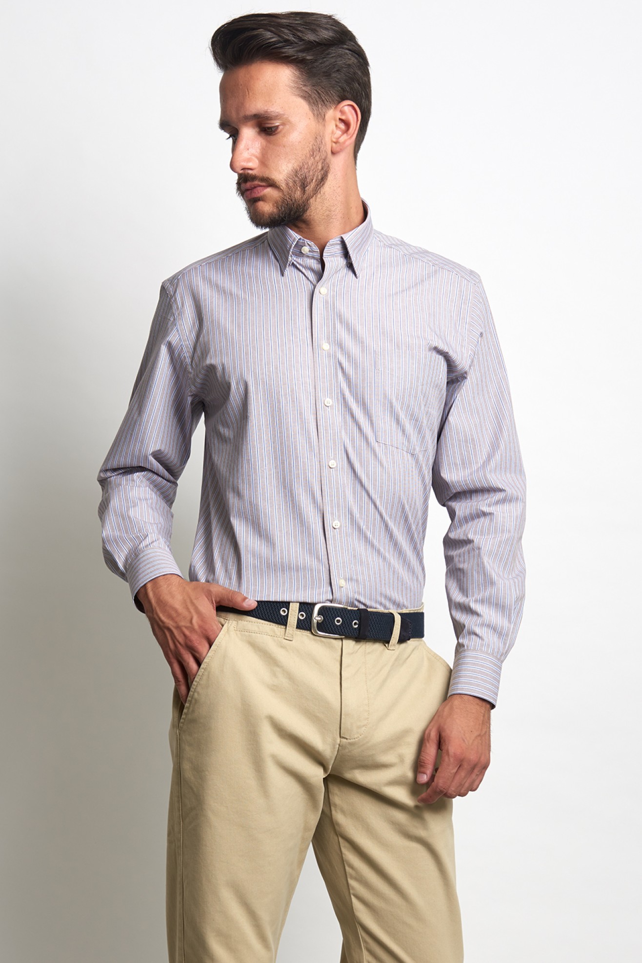 Camisa às riscas regular fit