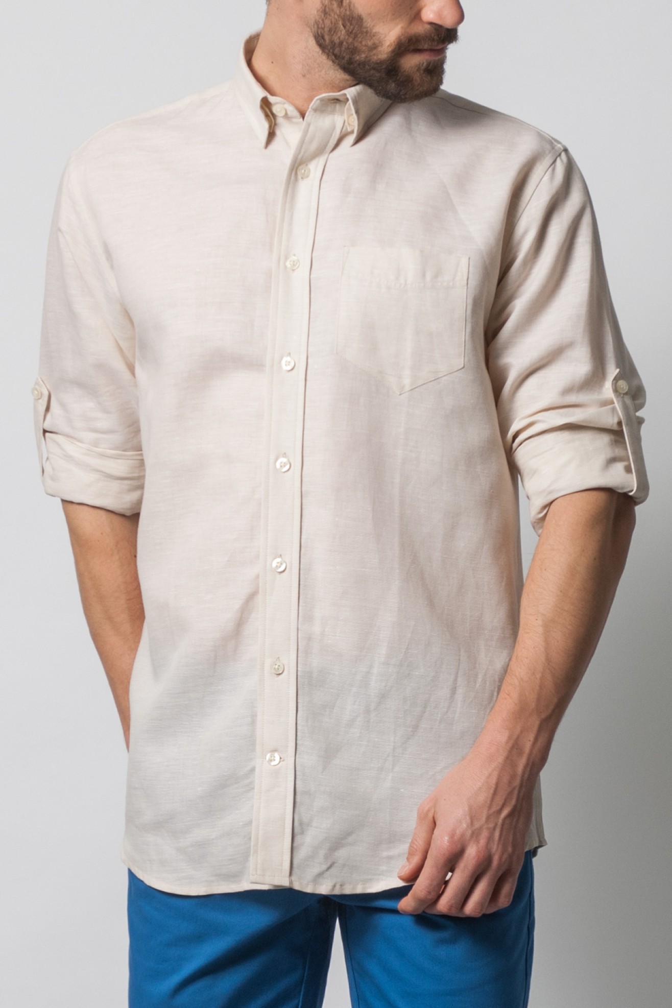 Camisa linho regular fit