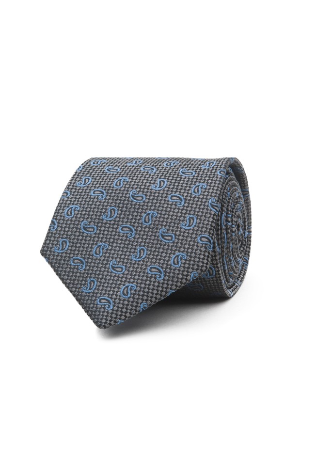 Corbata de seda con motivo de cornucopia 