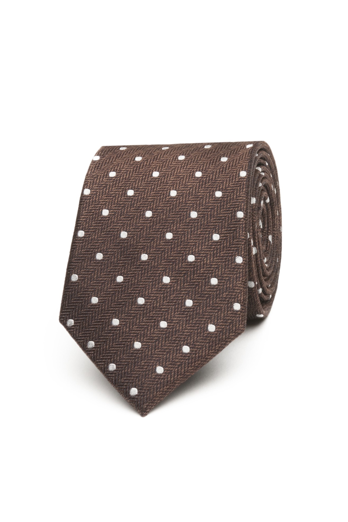 Corbata de seda texturizada con lunares 