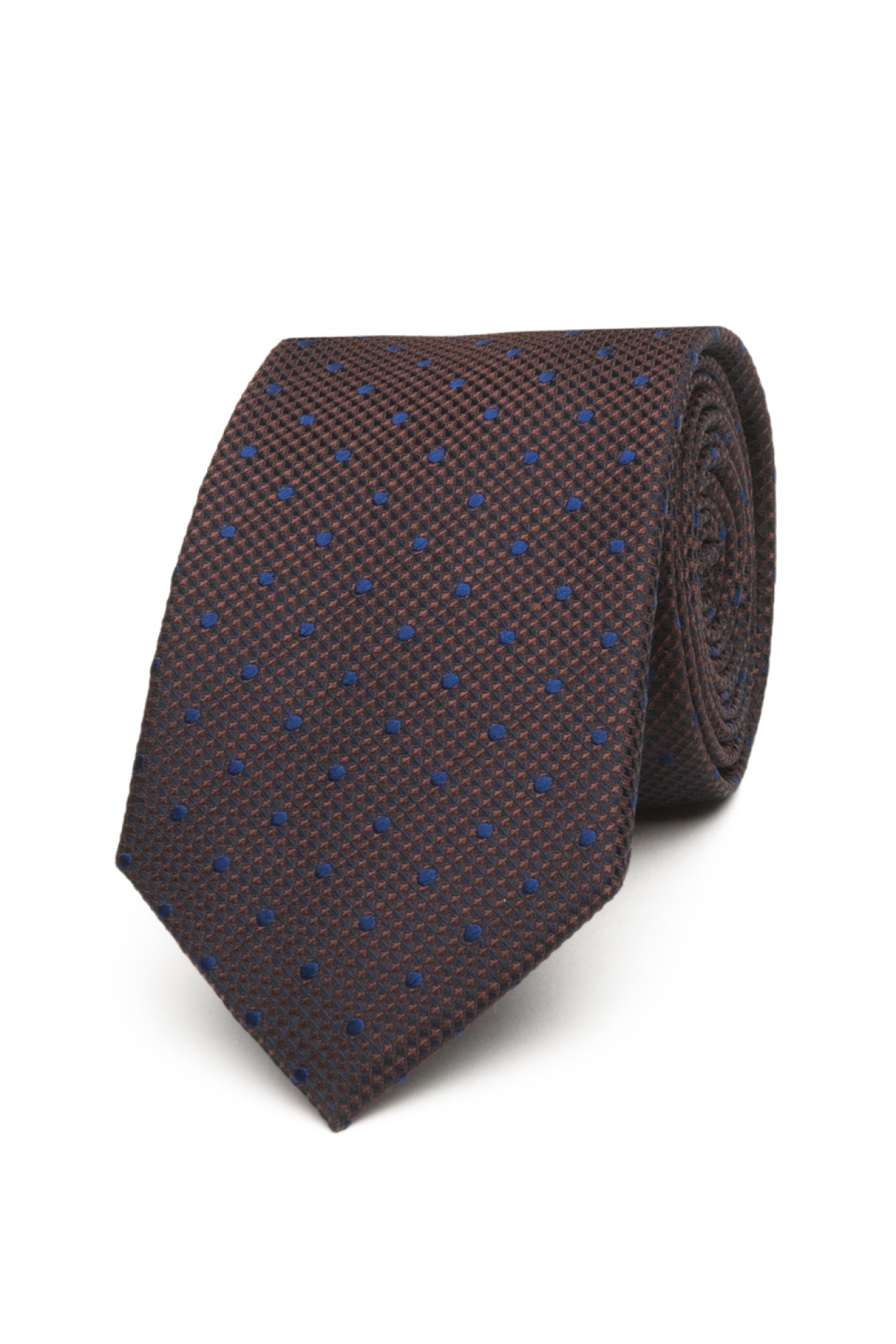Corbata de seda texturizada con lunares 