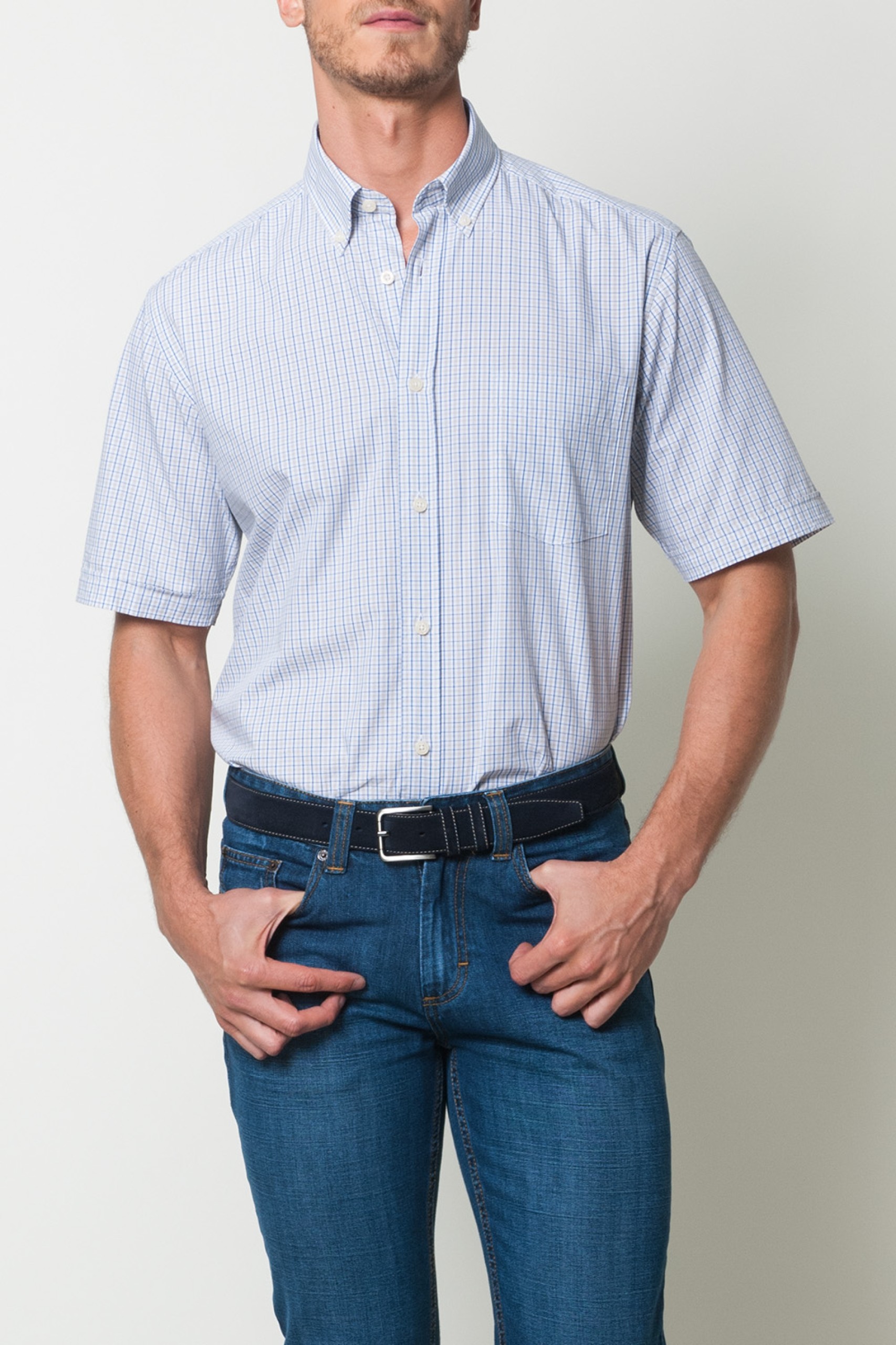 Camisa de cuadros de manga corta