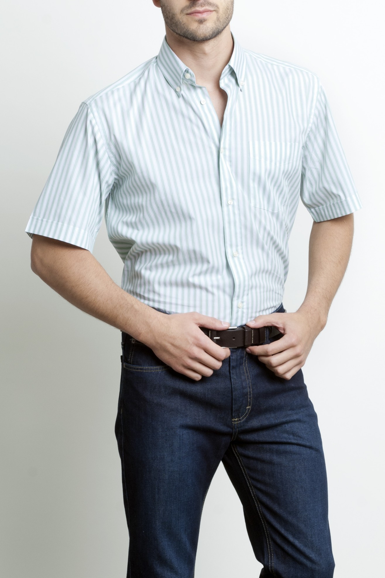 Camisa s riscas manga curta