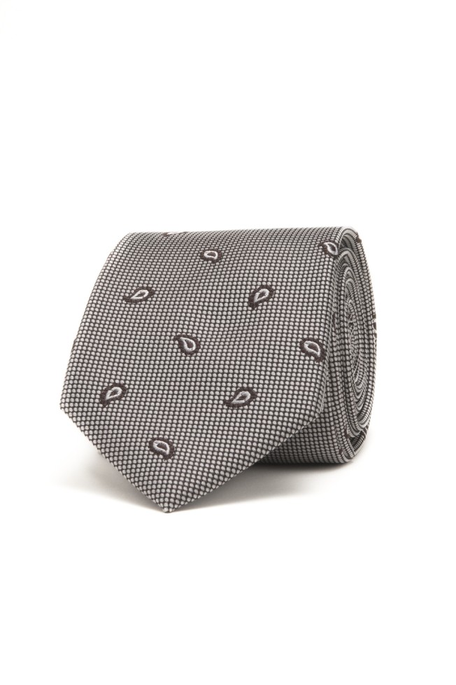 Corbata de seda con motivo de cornucopia 