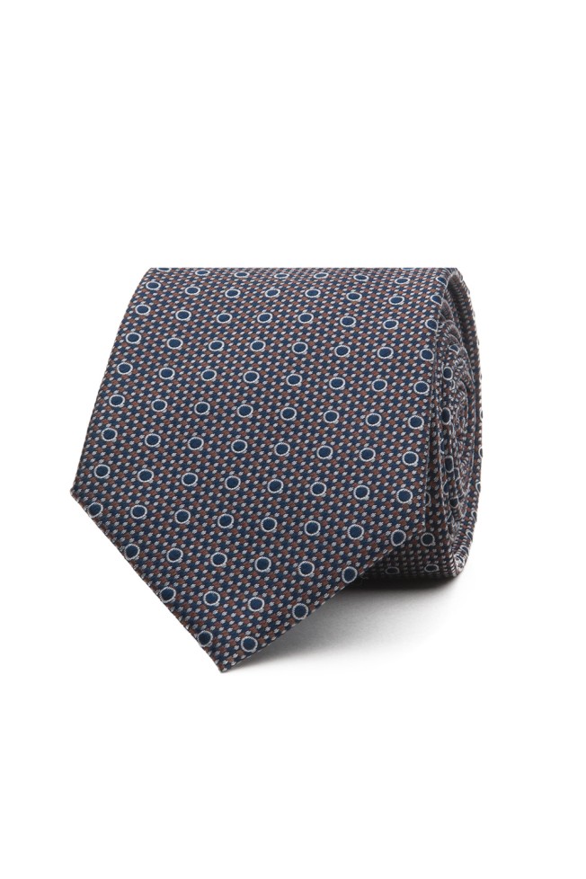 Corbata de seda texturizada con lunares 