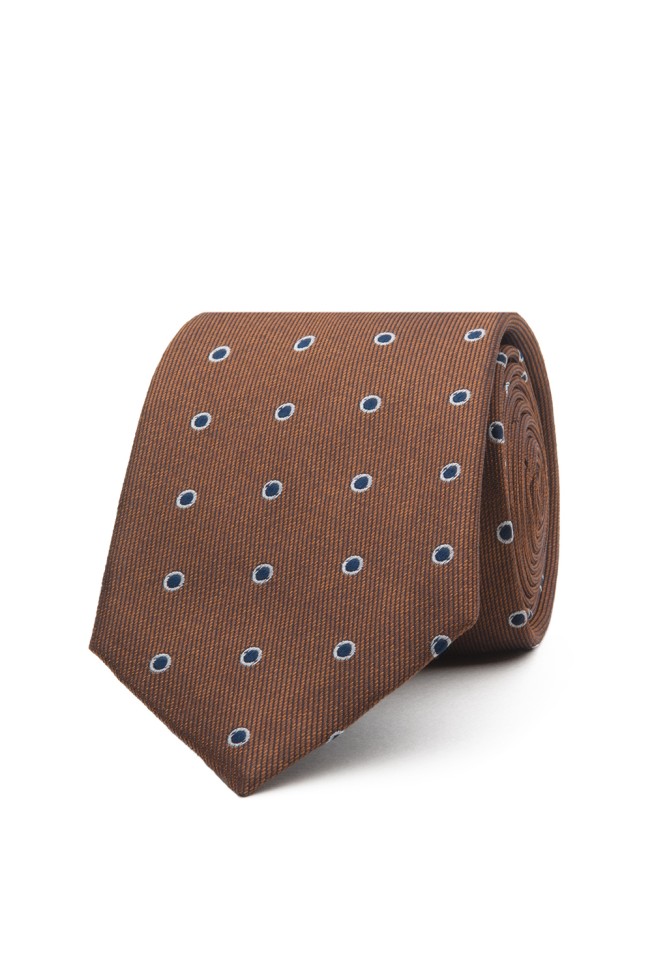 Corbata de seda texturizada con lunares 