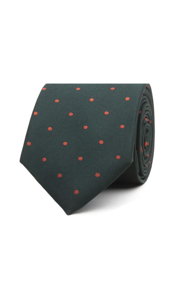 Corbata de seda texturizada con lunares 