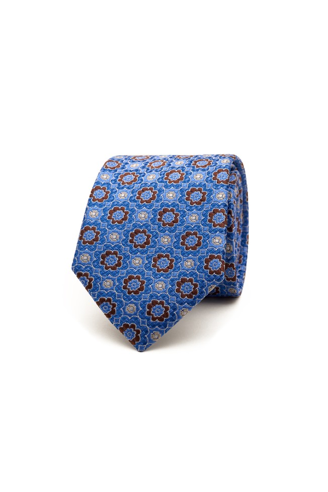 Corbata de seda con estampado de flores
