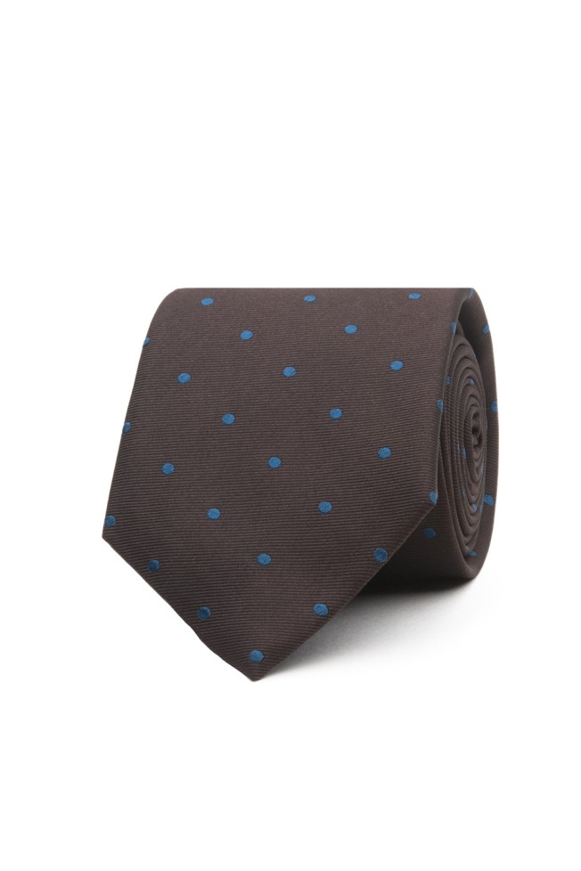 Corbata de seda texturizada con lunares 