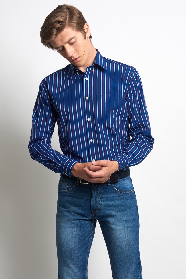 Camisa s riscas regular fit