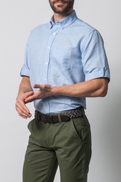 Linen Sport Shirt with Short Sleeve