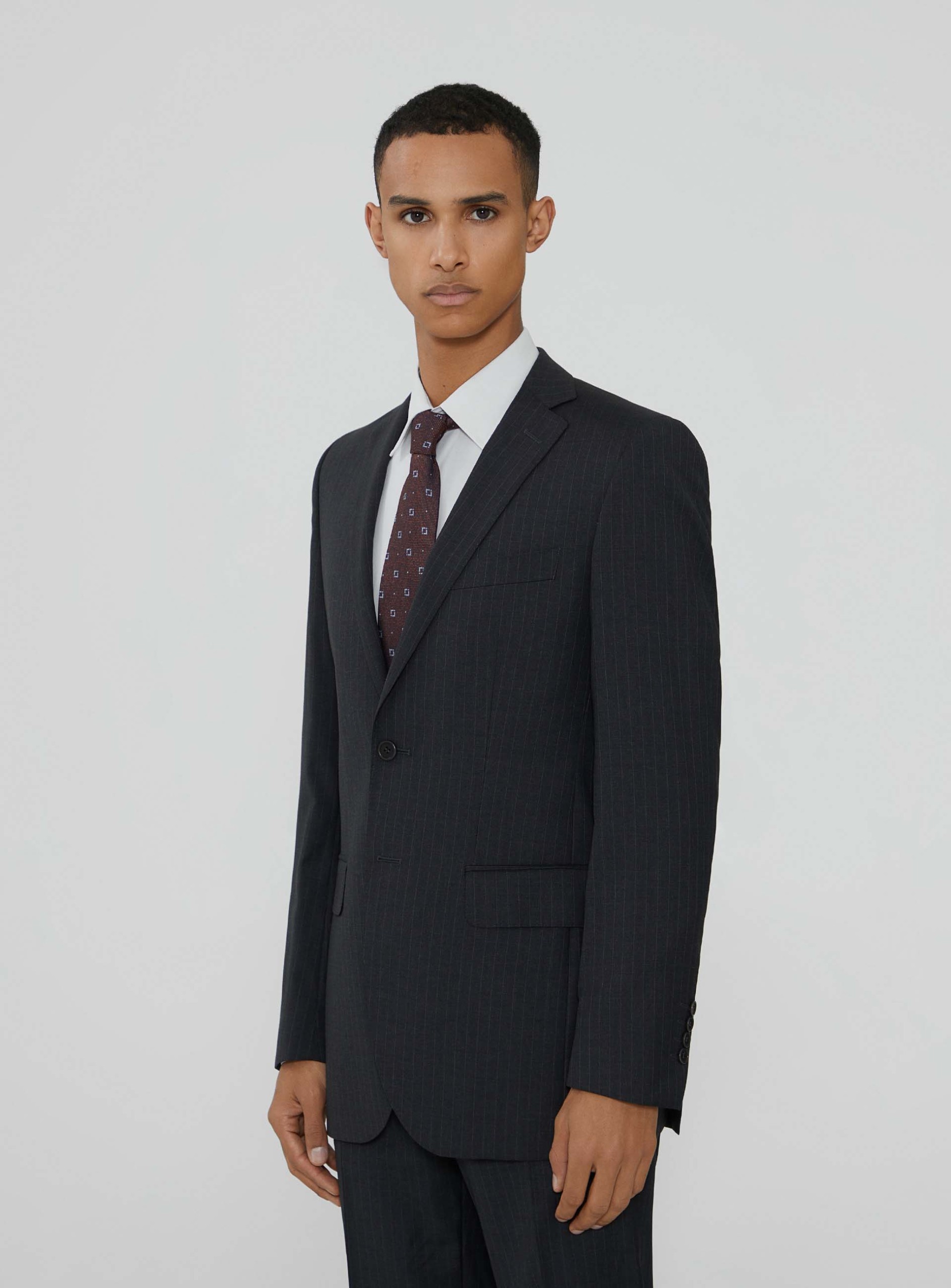 Fato tailored fit de riscas