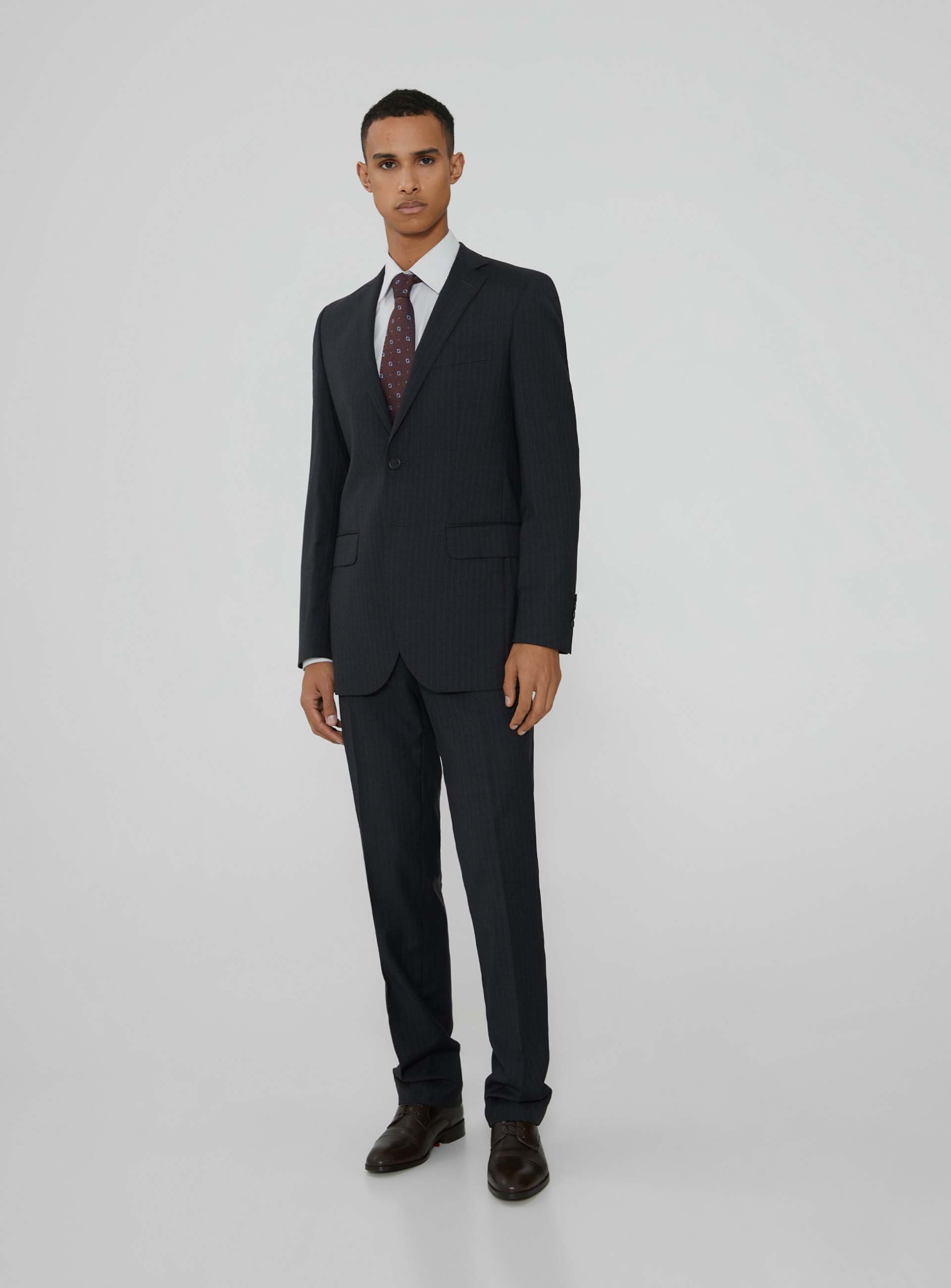 Fato tailored fit de riscas