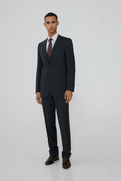 Suit with thin stripes