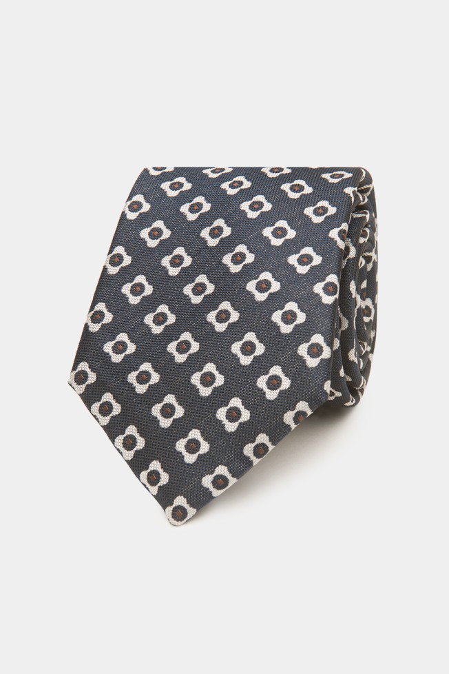 Corbata de seda con estampado de flores