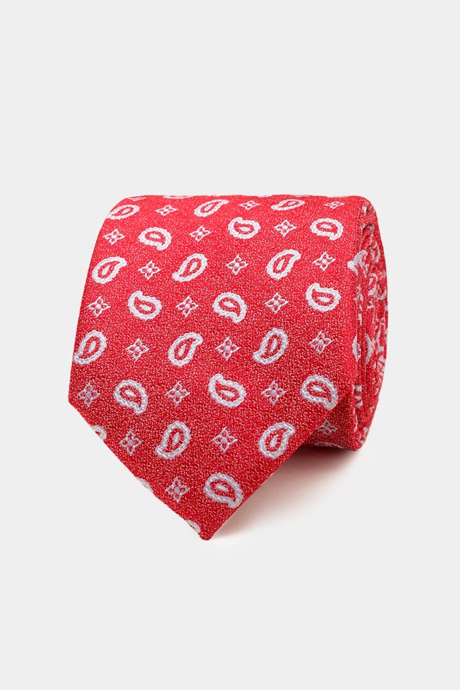 Corbata texturizada con estampado de cornucopias 