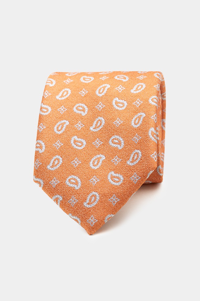 Corbata texturizada con estampado de cornucopias 