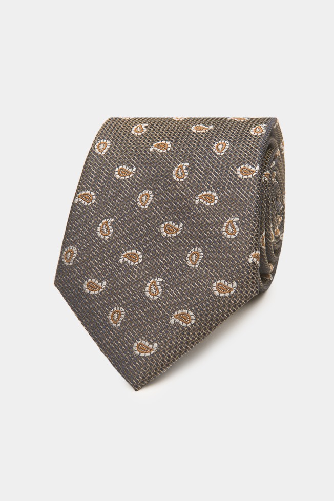 Corbata de seda con estampado de cornucopias