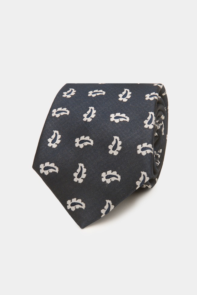 Corbata de seda con motivo de cornucopia 