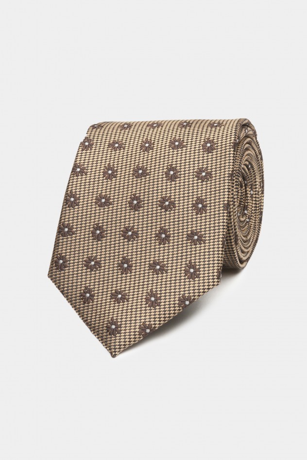 Textured tie with flower pattern