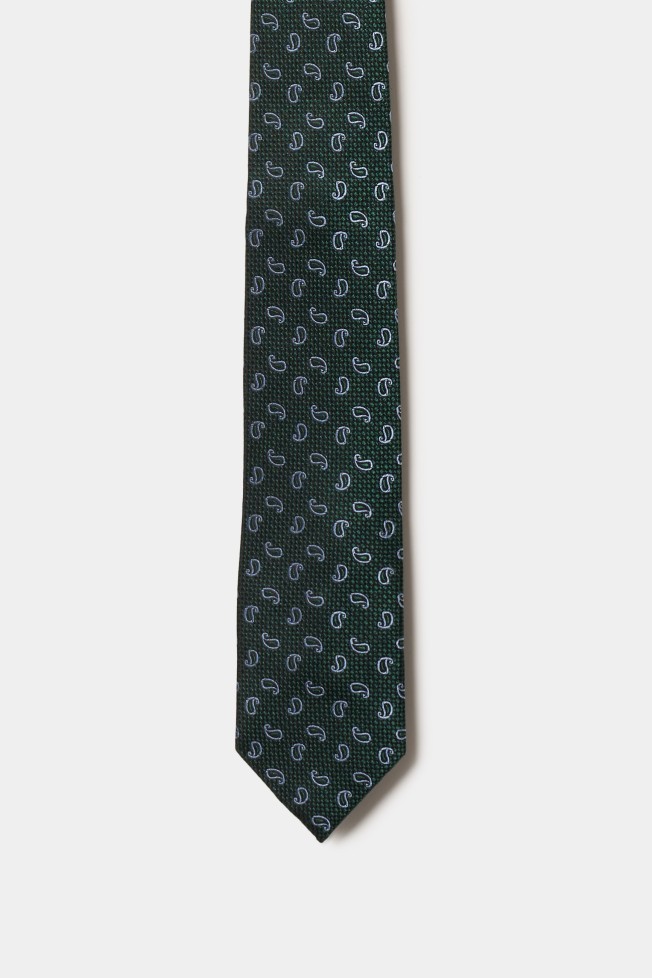 Corbata de seda con motivo de cornucopia 