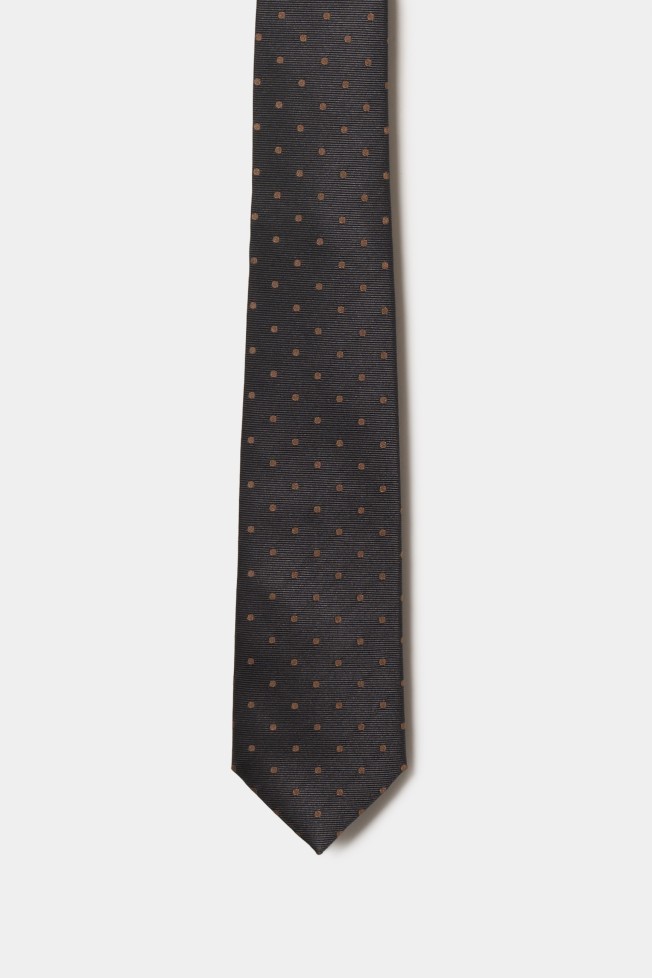 Corbata de seda texturizada con lunares 