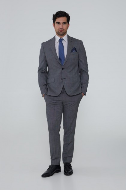Micropattern slim fit suit