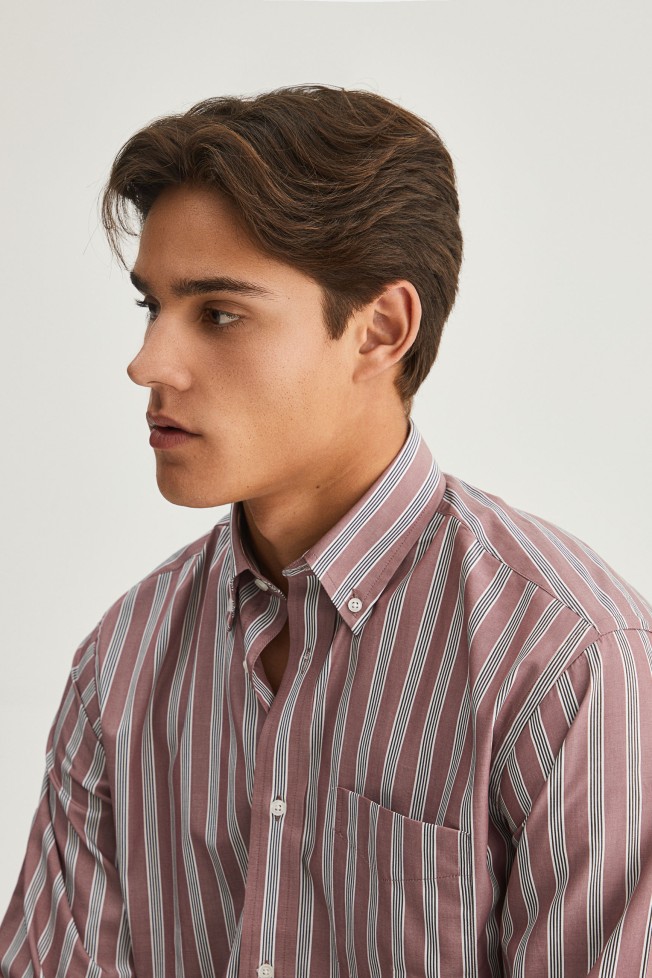 Camisa s riscas regular fit