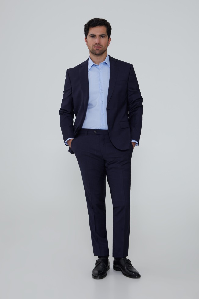 Traje de cuadros slim fit