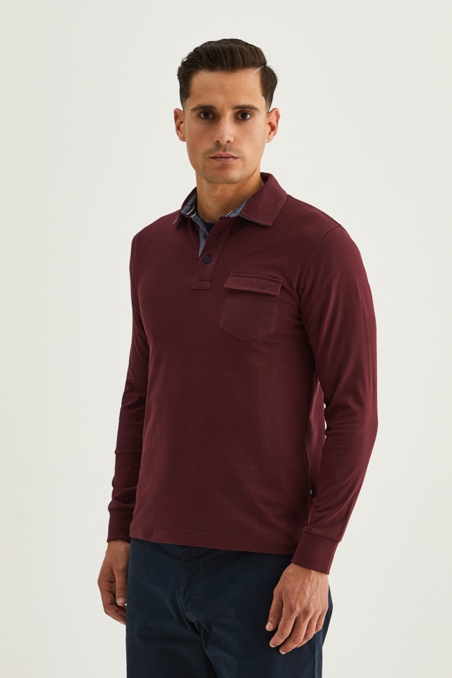Polo de algodn de manga larga