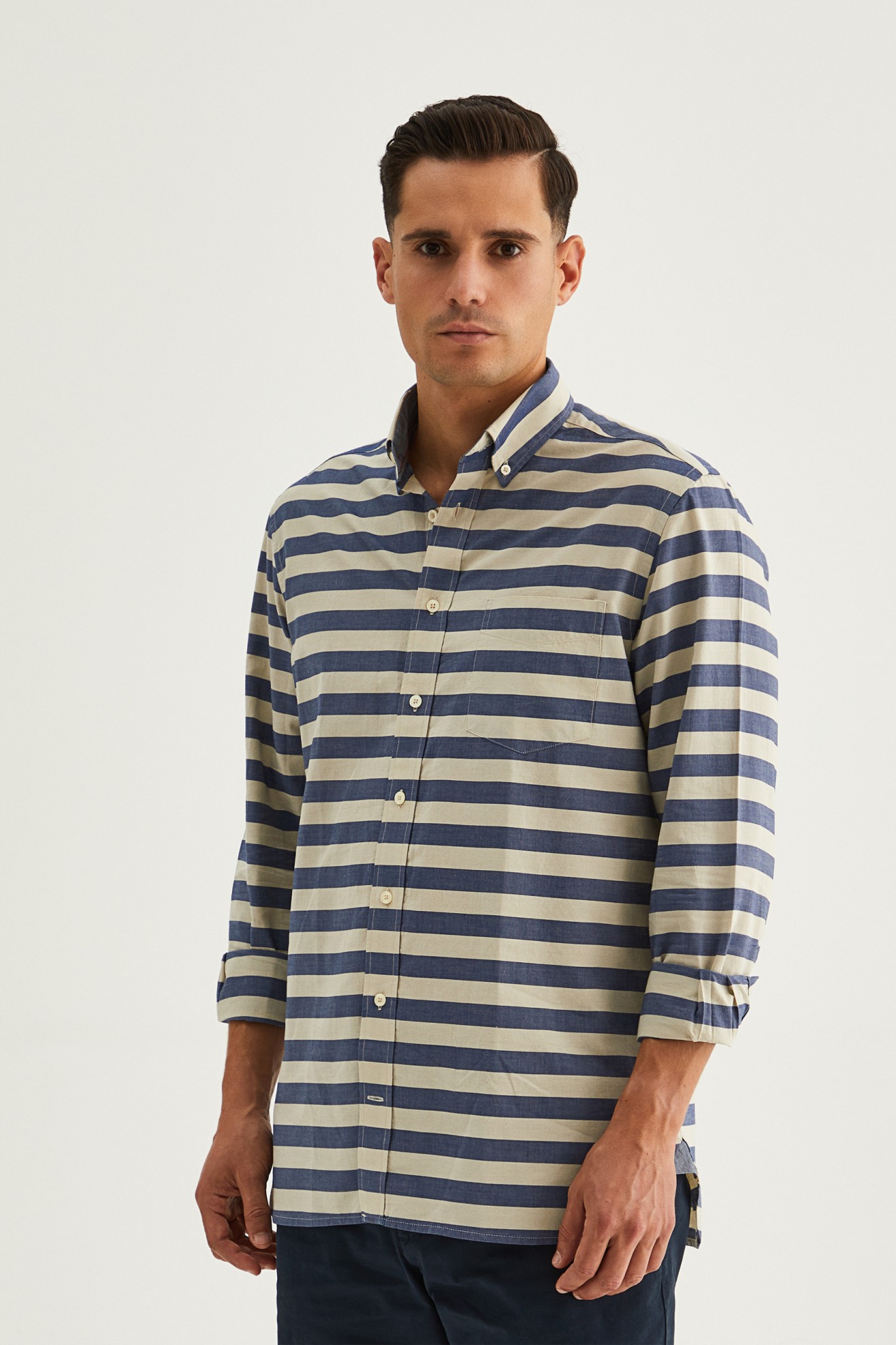 Camisa s riscas regular fit
