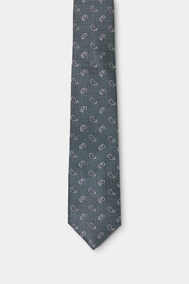 Corbata de seda con estampado de cornucopias