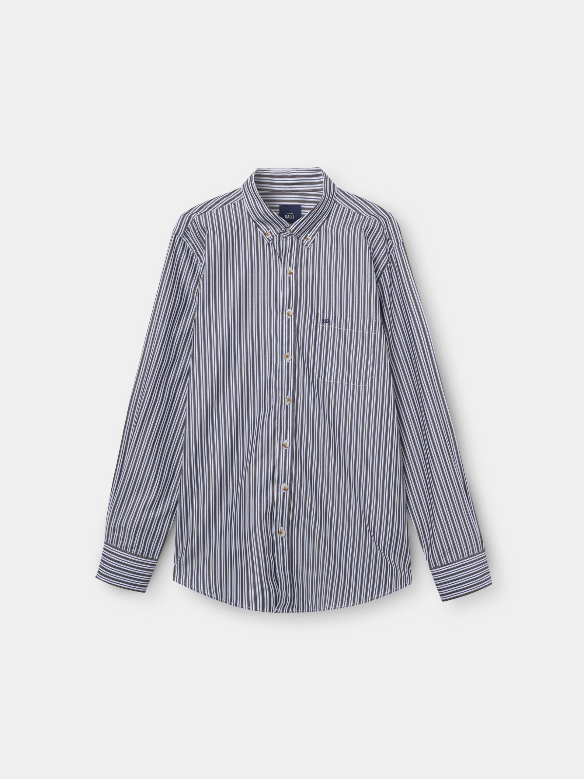 Camisa regular fit a rayas 100% algodón