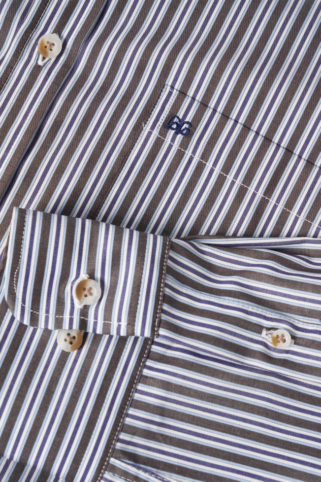 Camisa regular fit às riscas 100% algodão Camisa regular fit às riscas 100% algodão