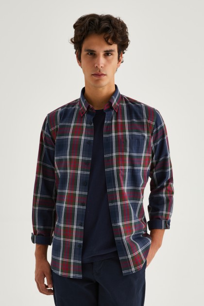 Camisa regular fit de algodn a cuadros