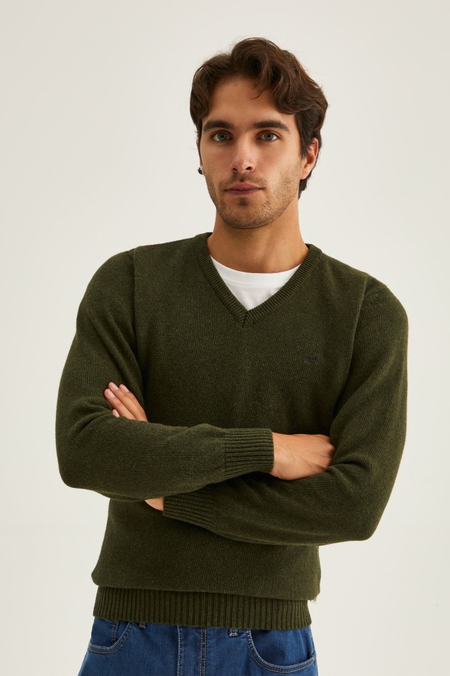 Pullover com decote em V