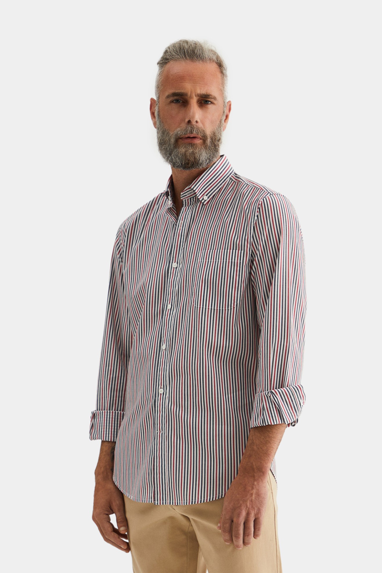Camisa s riscas slim fit